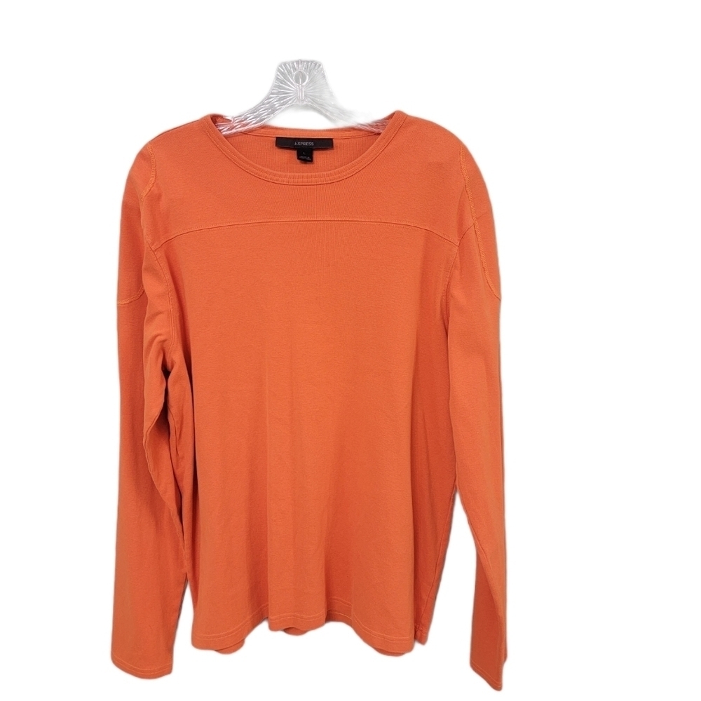 Express Solid Print Orange Mens‎ Shirt 100% Cotton